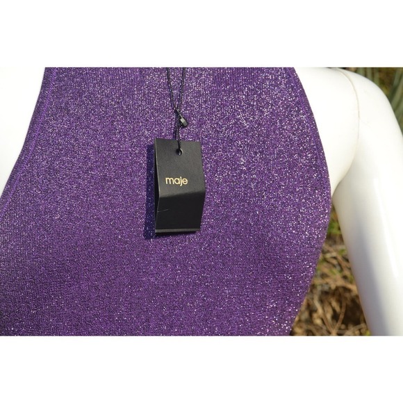 NEW Maje Sling High Waist Fitted, Viscose Blended Knit Mini Dress- LT10P - Picture 5 of 11